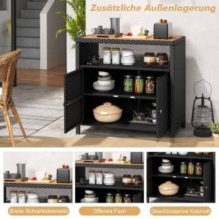 Costway Ντουλάπι αποθήκευσης από ρατάν με επιφάνεια εργασίας από ξ... Costway Ντουλάπι αποθήκευσης από ρατάν με επιφάνεια εργασίας από ξ...