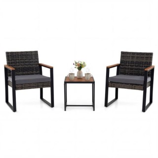 Costway Σετ Επίπλων Μπαλκονιού με 2 Καρέκλες, Βοηθητικό Τραπεζάκι κ...