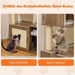 Costway Δέντρο Γάτας και Στύλους από Σιζάλ, Γκρι  155 x 72 x 45,5 ε...