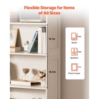 VEVOR Λευκή Ξύλινη Βιβλιοθήκη 5 Επιπέδων 79,2 x 29,7 x 173,5 cm Ελ... VEVOR Λευκή Ξύλινη Βιβλιοθήκη 5 Επιπέδων 79,2 x 29,7 x 173,5 cm Ελ...