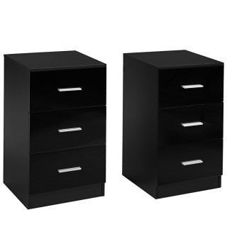 Costway  Κομοδίνο με 3 Συρτάρια σε Μαύρο Χρώμα για Οργάνωση και Απο...