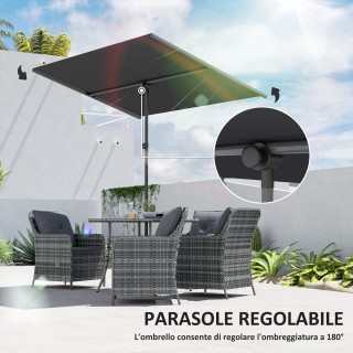 Outsunny Εξωτερική Ομπρέλα 1.5x2 μ Περιστρεφόμενη κατά 180°, από Πο...