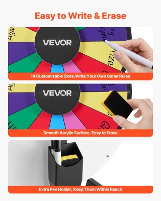 VEVOR Περιστρεφόμενος Τροχός Τύχης 457mm με Σταντ, 14 Θέσεων, Εύκολ...