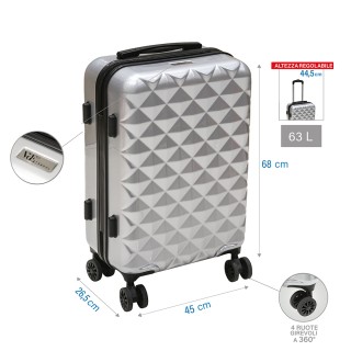 Galileo Σετ 2 βαλίτσες Silver με 4 περιστρεφόμενες ρόδες 360° κλείδ...
