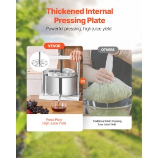 VEVOR Πιεστήριο Φρούτων Ανοξείδωτο 5L για Παρασκευή Κρασιού GJYZJTM... VEVOR Πιεστήριο Φρούτων Ανοξείδωτο 5L για Παρασκευή Κρασιού GJYZJTM...