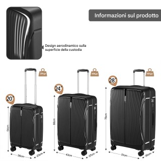 PROVITERA Σετ 3 Σκληρές Βαλίτσες ABS Μαύρο 90-59-38L με Τροχούς Eas...
