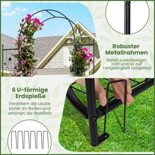 Costway Μεταλλική Αψίδα Κήπου με Πύλη & Ράφια Φυτών για Αναρριχώμεν...