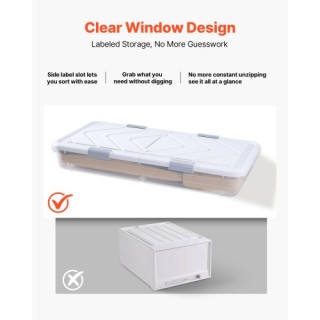 VEVOR Υποκρέβατη Αποθήκευση με Ροδάκια 39.8x20.1x5.9 In (Σετ 2 Τεμα...