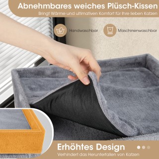 Costway  Τετραώροφο Γατόσπιτο 99 εκ. Γκρι με Κρυψώνες και Ονυχοδρόμ...