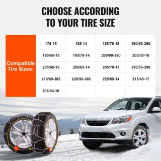 Αλυσίδες Χιονιού VEVOR από Μαγγανιούχο Ατσάλι - Σετ 2 Τεμαχίων  XDL...