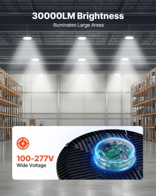 VEVOR 10 Πακέτα LED Φώτα High Bay, 200W 30000LM, IP65, 5000K, Μαύρο...