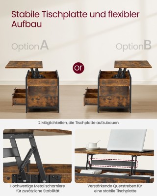 Τραπέζι Σαλονιού VASAGLE με Αποθηκευτικούς Χώρους, Καφέ/Μαύρο Τραπέζι Σαλονιού VASAGLE με Αποθηκευτικούς Χώρους, Καφέ/Μαύρο