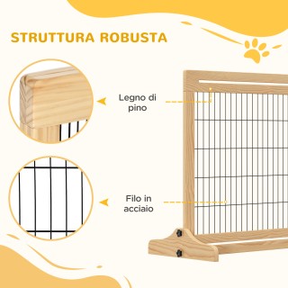 PawHut Extendable Indoor Wooden Dog Gate, 104-183x36x69cm, Χρώμα ξύ...
