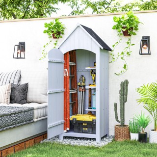 Outsunny Ξύλινη Αποθήκη Εργαλείων με 3 Ράφια και Αδιάβροχη Πίσσα Ορ... Outsunny Ξύλινη Αποθήκη Εργαλείων με 3 Ράφια και Αδιάβροχη Πίσσα Ορ...