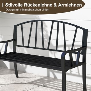 Costway Μεταλλικός Κήπος Διθέσιος Πάγκος με Πλάτη & Μπράτσα Ανθεκτι...