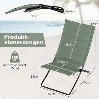 Costway ΣΕΤ 2 Αναδιπλούμενες Καρέκλες Παραλίας με Επενδυμένα Πλάτες...