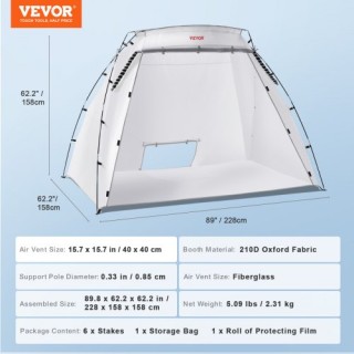 Φορητή Σκηνή Βαφής VEVOR 7.5x5.2x5.2ft με Δάπεδο & Δίχτυ BXSPQ9062... Φορητή Σκηνή Βαφής VEVOR 7.5x5.2x5.2ft με Δάπεδο & Δίχτυ BXSPQ9062...