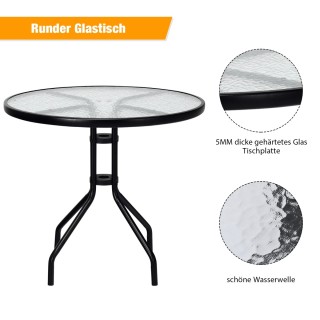 Costway Στρογγυλό Τραπέζι Βεράντας με Γυάλινη Επιφάνεια και Οπή Ομ... Costway Στρογγυλό Τραπέζι Βεράντας με Γυάλινη Επιφάνεια και Οπή Ομ...