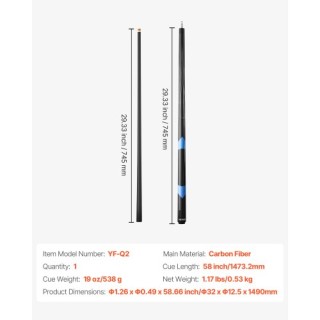 VEVOR Μπαστούνι Μπιλιάρδου 1 Τεμαχίου, 1473.2mm & 538g Ανθρακονήματ... VEVOR Μπαστούνι Μπιλιάρδου 1 Τεμαχίου, 1473.2mm & 538g Ανθρακονήματ...