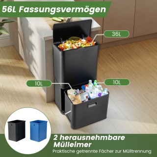 Costway 56L Ανοξείδωτος Κάδος με Αισθητήρα Κίνησης και Διπλούς Κάδο...