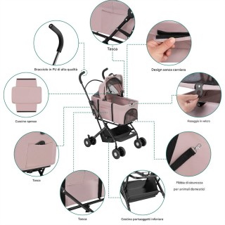 BAKAJI Καρότσι για Σκύλους και Γάτες με Αποσπώμενο Καλαθάκι Μεταφορ...