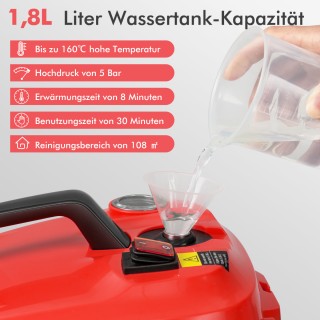 Costway Φορητό Ατμοκαθαριστής 2000W με 15 αξεσουάρ, Πολυλειτουργικό...