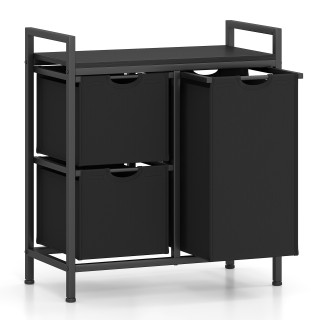 Costway Τριπλό Καλάθι Απλύτων 75 L με Ράφι και 3 Αποσπώμενες Τσάντε...