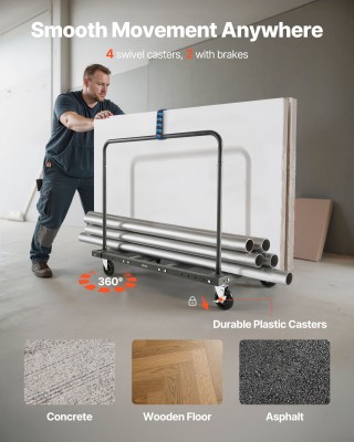 VEVOR Καροτσάκι Γυψοσανίδας Βαρέως Τύπου (45.4x29.4x39.1 in) - Φορτ...
