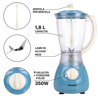 Kooper Ηλεκτρικό μπλέντερ 1,8 L λεπίδες από ανοξείδωτο ατσάλι 4 ταχ...