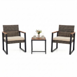 Costway Σετ Επίπλων Μπαλκονιού με 2 Καρέκλες, Βοηθητικό Τραπεζάκι κ...