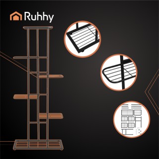 Ruhhy Ραφιέρα Φυτών 6 Επιπέδων Loft-Style από Μέταλλο – Μοντέρνος Ο...