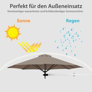 Costway Επιτοίχια Ομπρέλα Αλουμινίου με Πολυεστερικό Κάλυμμα και Ρυ...