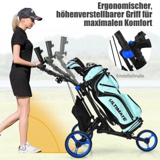 Costway Τρόλεϊ Γκολφ 3 Τροχών Αναδιπλούμενο με Πίνακα Ενδείξεων & Θ...