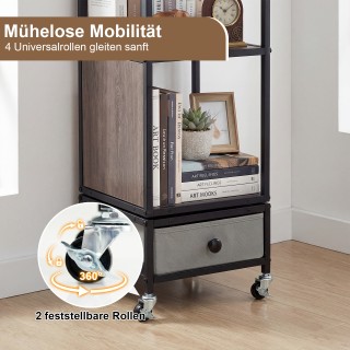 Costway Τετραώροφη βιβλιοθήκη με ρόδες, ξύλινη επιφάνεια και υφασμά... Costway Τετραώροφη βιβλιοθήκη με ρόδες, ξύλινη επιφάνεια και υφασμά...