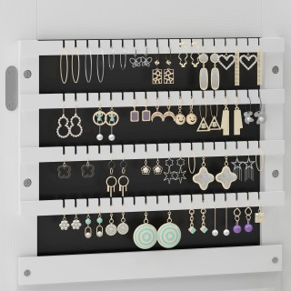 HOMCOM Καθρέπτης-Κοσμηματοθήκη Τοίχου με Εσωτερικό Φωτιζόμενο Καθρέ...