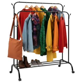 Ruhhy Double Rod Clothes Hanger with Wheels 27084