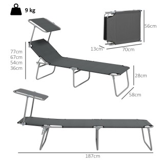 Outsunny Set 2 Πτυσσόμενες Καρέκλες Κήπου με Ρυθμιζόμενο Σκίαστρο, ...
