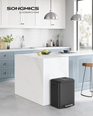 SONGMICS Διπλός Κάδος Απορριμμάτων Κουζίνας 30L από Ανοξείδωτο Ατσά... SONGMICS Διπλός Κάδος Απορριμμάτων Κουζίνας 30L από Ανοξείδωτο Ατσά...