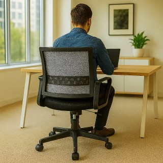 Καρέκλα Γραφείου Μαύρο και Γκρι με Περιστρεφόμενους Τροχούς Εργονομ...