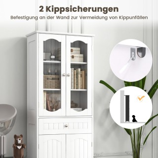 Costway Λευκή Ελεύθερη Ψηλή Ντουλάπα Μπάνιου με 4 Πόρτες & Συρτάρι... Costway Λευκή Ελεύθερη Ψηλή Ντουλάπα Μπάνιου με 4 Πόρτες & Συρτάρι...