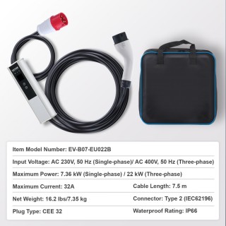 Φορητός Φορτιστής EV Τύπου 2 για Ηλεκτρικά Αυτοκίνητα με Καλώδιο Φό... Φορητός Φορτιστής EV Τύπου 2 για Ηλεκτρικά Αυτοκίνητα με Καλώδιο Φό...