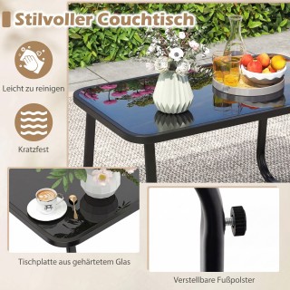 Costway Σετ Επίπλων Βεράντας 4 Τεμαχίων με Τραπεζάκι από Σκληρυμένο...