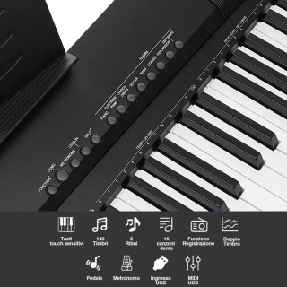BAKAJI Επαγγελματικό Πιάνο με 88 Βαρυκεντρισμένα Πλήκτρα και Πεντάλ... BAKAJI Επαγγελματικό Πιάνο με 88 Βαρυκεντρισμένα Πλήκτρα και Πεντάλ...