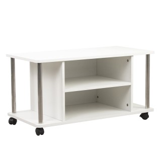 BAKAJI Λευκό Έπιπλο Τηλεόρασης με Ρόδες από MDF 02814568 BAKAJI Λευκό Έπιπλο Τηλεόρασης με Ρόδες από MDF 02814568