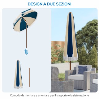 Outsunny Στρογγυλή και ρυθμιζόμενη ομπρέλα με 8 ακτίνες και μανιβέλ...