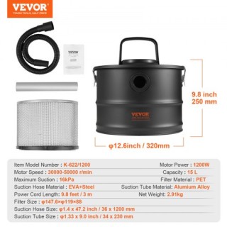 VEVOR Σκούπα Στάχτης 15L 1200W για Τζάκια & Ψησταριές ZKXHQJL220V1... VEVOR Σκούπα Στάχτης 15L 1200W για Τζάκια & Ψησταριές ZKXHQJL220V1...