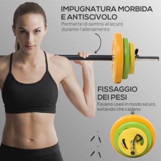 HOMCOM Σετ Μπάρας και Δίσκων 20kg, Ø28x130cm, Πολύχρωμο A91-260V00MX HOMCOM Σετ Μπάρας και Δίσκων 20kg, Ø28x130cm, Πολύχρωμο A91-260V00MX