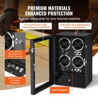 VEVOR Κουρδιστήρι Ρολογιών για 4 Αυτόματα Ρολόγια με 4 Αθόρυβους Ια...