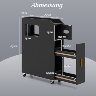 Costway  Τροχήλατος Στενός Οργανωτής  Μπάνιου με Συρτάρι και Θήκη Χ...