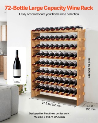 VEVOR Στοιβαζόμενη Ραφιέρα Κρασιών 72 Φιαλών, 8 Επίπεδα, Ελεύθερης ... VEVOR Στοιβαζόμενη Ραφιέρα Κρασιών 72 Φιαλών, 8 Επίπεδα, Ελεύθερης ...